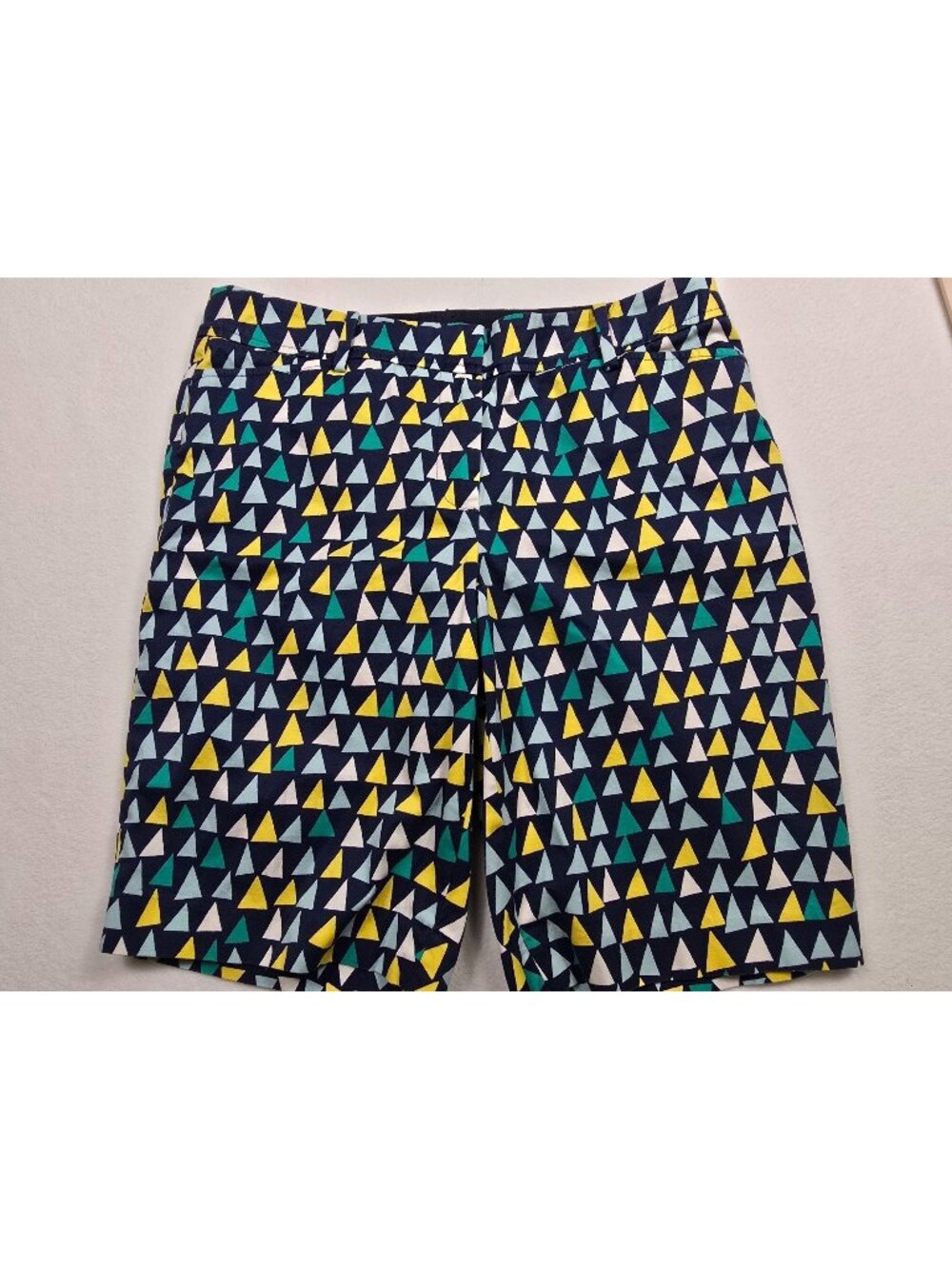 Talbots Womens 8 Perfect Bermuda Shorts Colorful Triangle Pattern